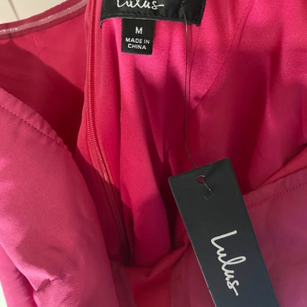 Lulu's Glamorous Times Hot Pink Strapless Bodycon Mini Dress - Picture 4 of 4